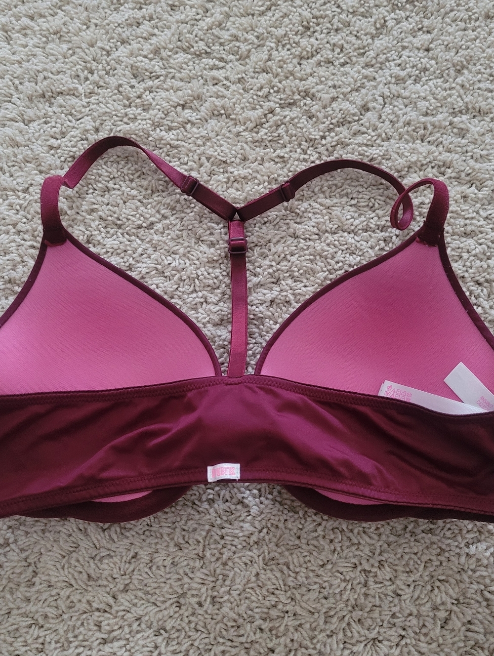 Victorias Secret PINK Wear Everywear Push Up  Bras Camo Cranberry 36B Racerback - Picture 3 of 15